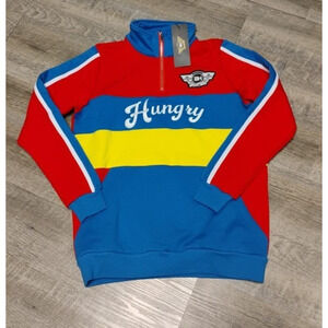 Born hungry Men Sweatshirt Sz S Heather Embroidered Graphics multicolor NWT